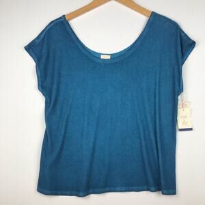 Jasmine & Ginger seaport blue ribbed Pajama top